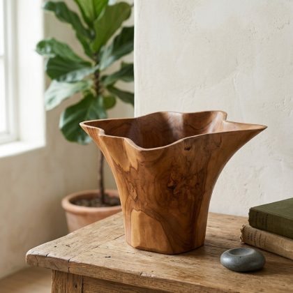 teak tulip vase deco
