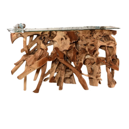 Teak root console table