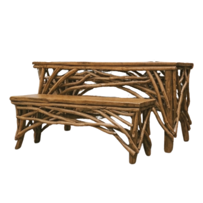 Teak branch console sofa